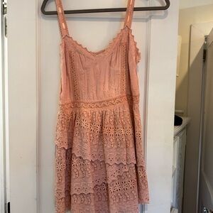 LoveShackFancy Embroidered Blush Dress